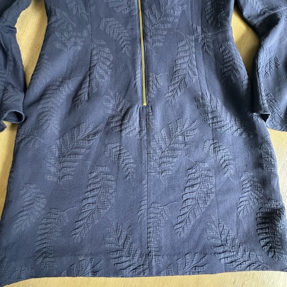 Lilly Pulitzer jacquard palm leaf bell sleeve Midnight Blue Leaf Dress size 10 - Picture 5 of 14